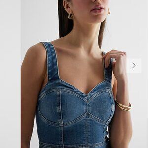 Sweetheart Neckline Corset Medium Denim Sheath Dress